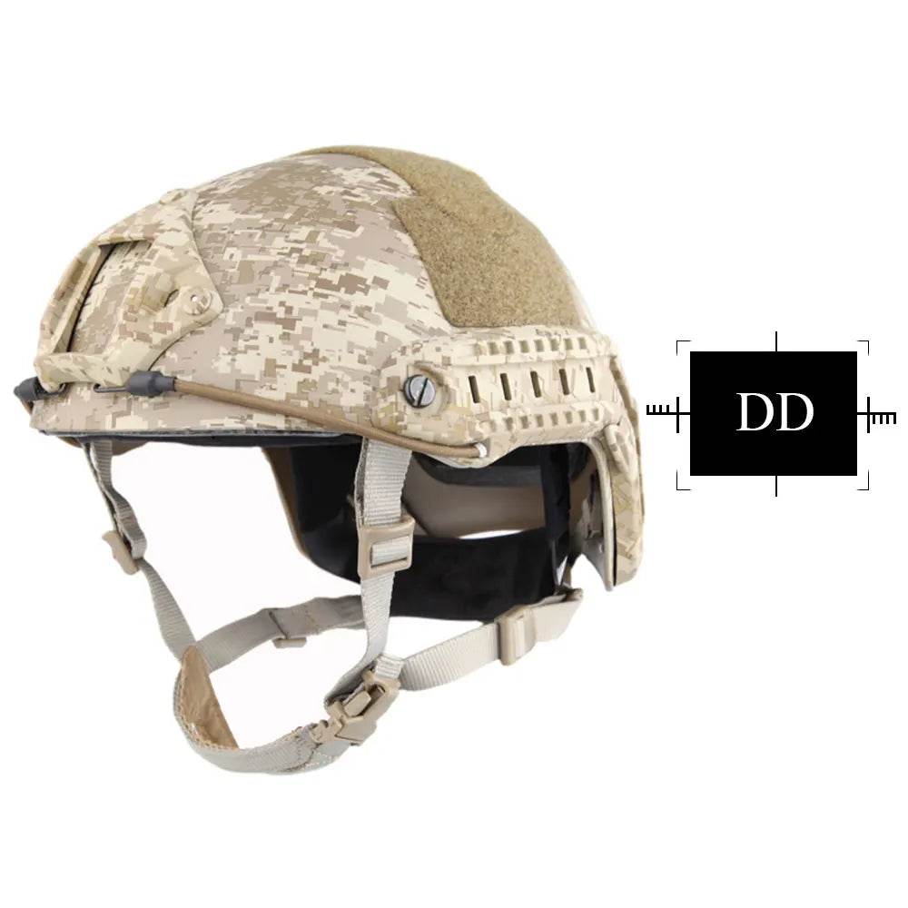 Camo airsoft helmet for tactical outdoor activities with adjustable straps