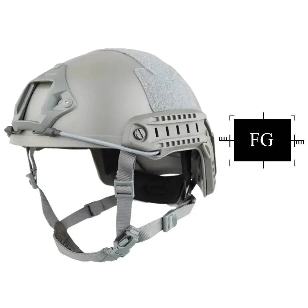 Gray airsoft helmet with adjustable fit for airsoft enthusiasts