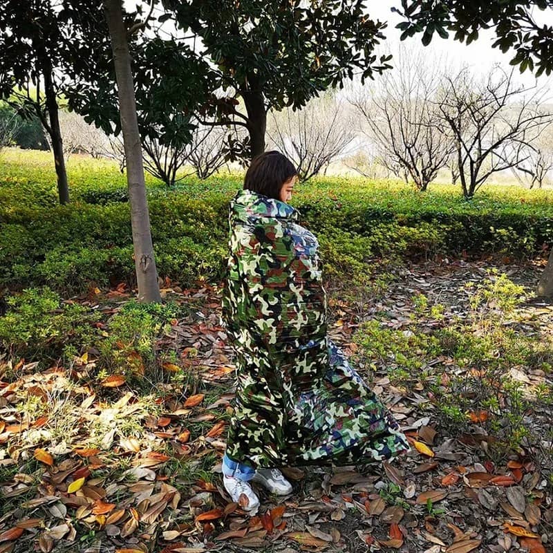 Camouflage aluminum survival blanket for emergency warmth and protection