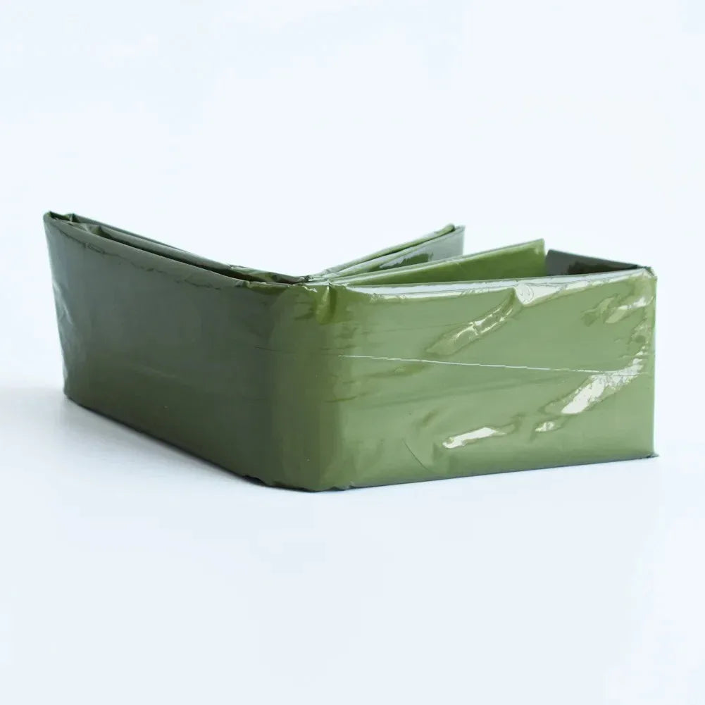 Aluminum survival blanket in olive green for emergency situations