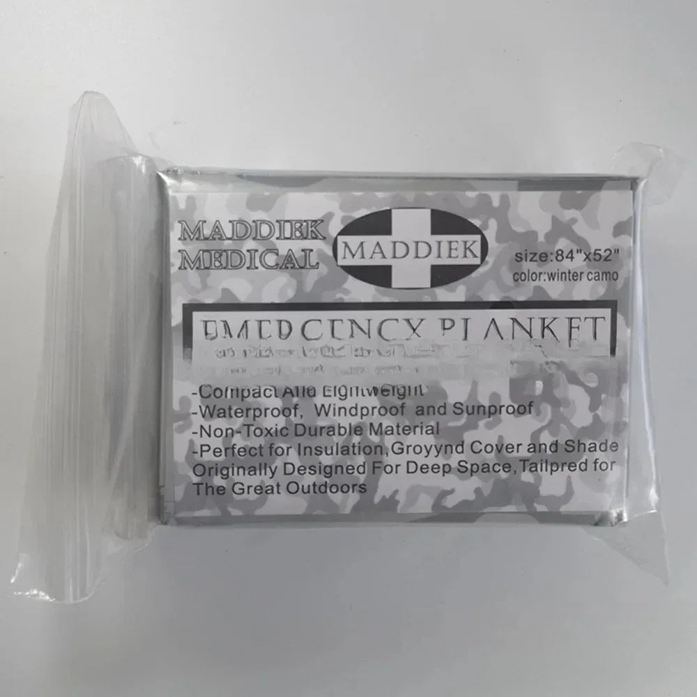 Maddiek Medical Winter Camo Aluminum Survival Blanket for Emergency Use