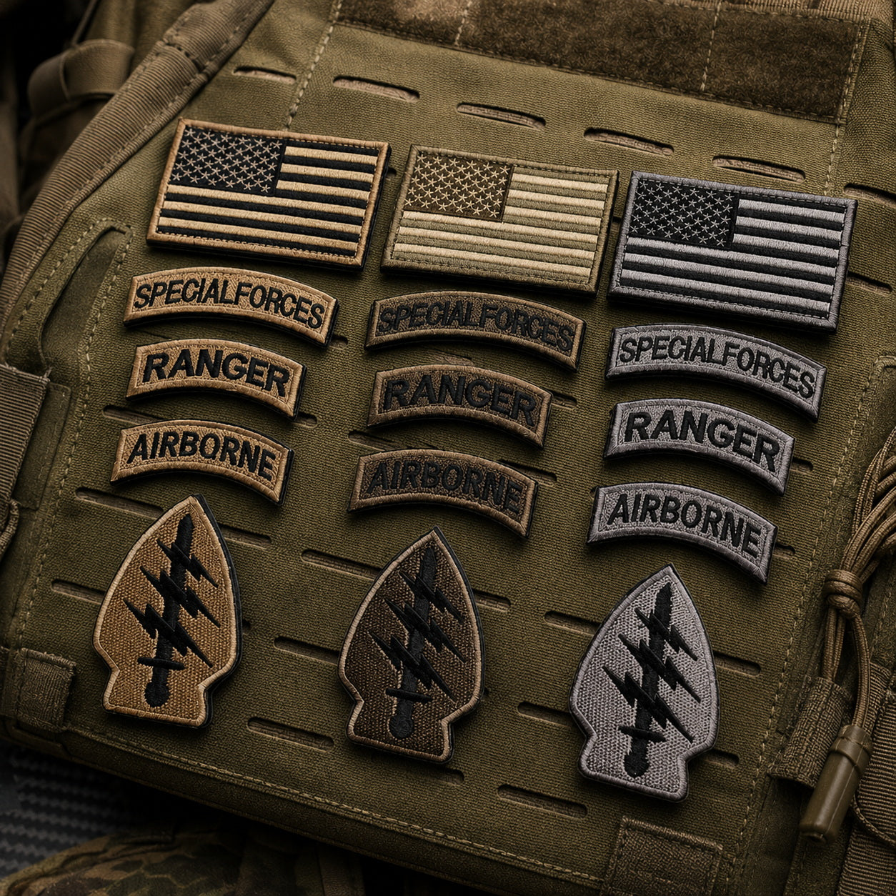 American Lightning embroidered patch set with decorative fabric badge designs