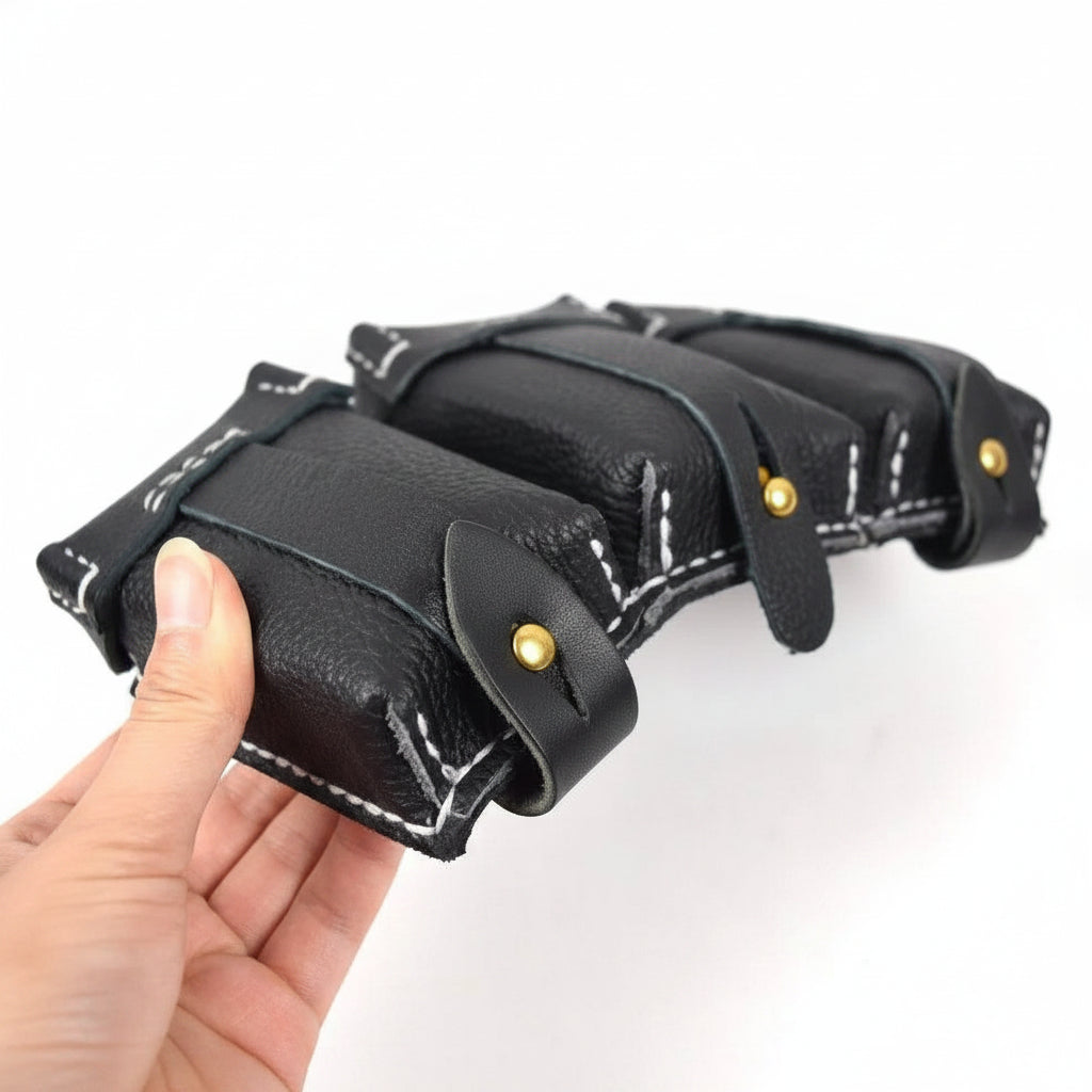 Ammunition pouch replica in black with secure straps for military gear
