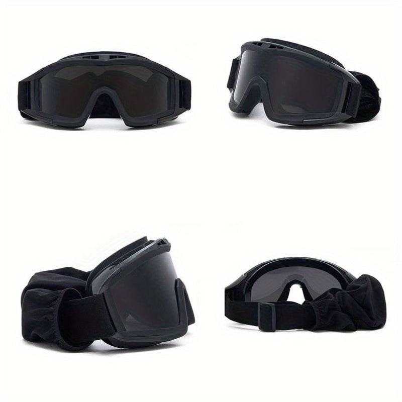 Black anti-fog outdoor eyewear with a secure strap and wraparound design for optimal visibility