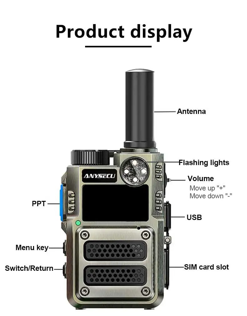 Military-Outdoors Portable Network Radio featuring a robust design, antenna, and user-friendly controls