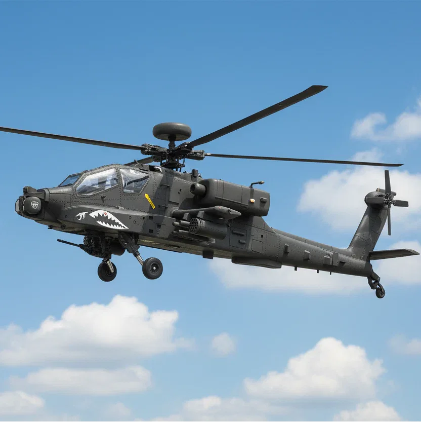 Apache RC helicopter in black, perfect for aerial maneuvers and outdoor fun