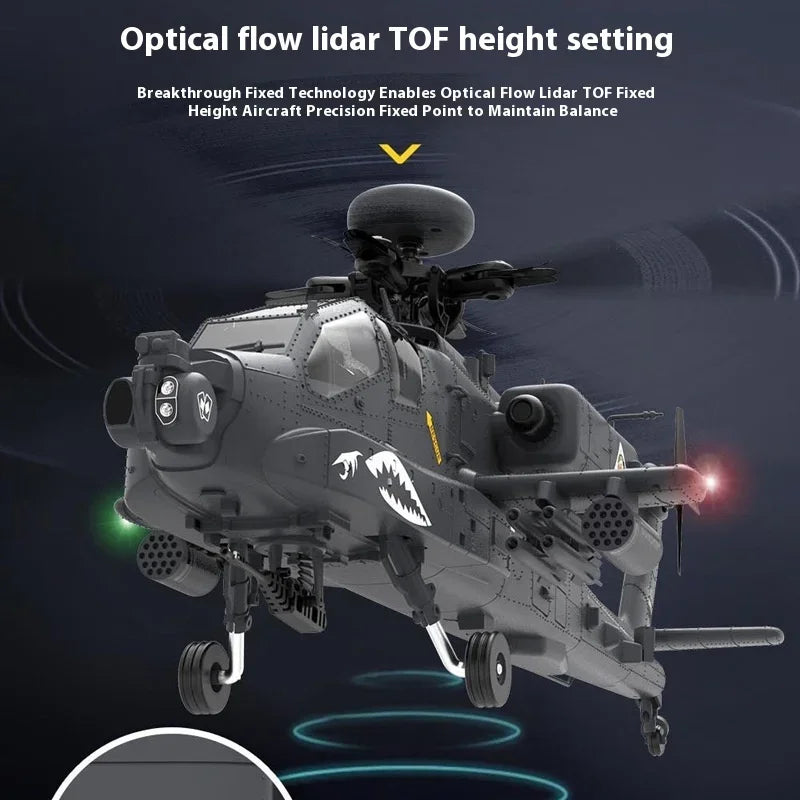 Apache RC helicopter with optical flow lidar for stable flight