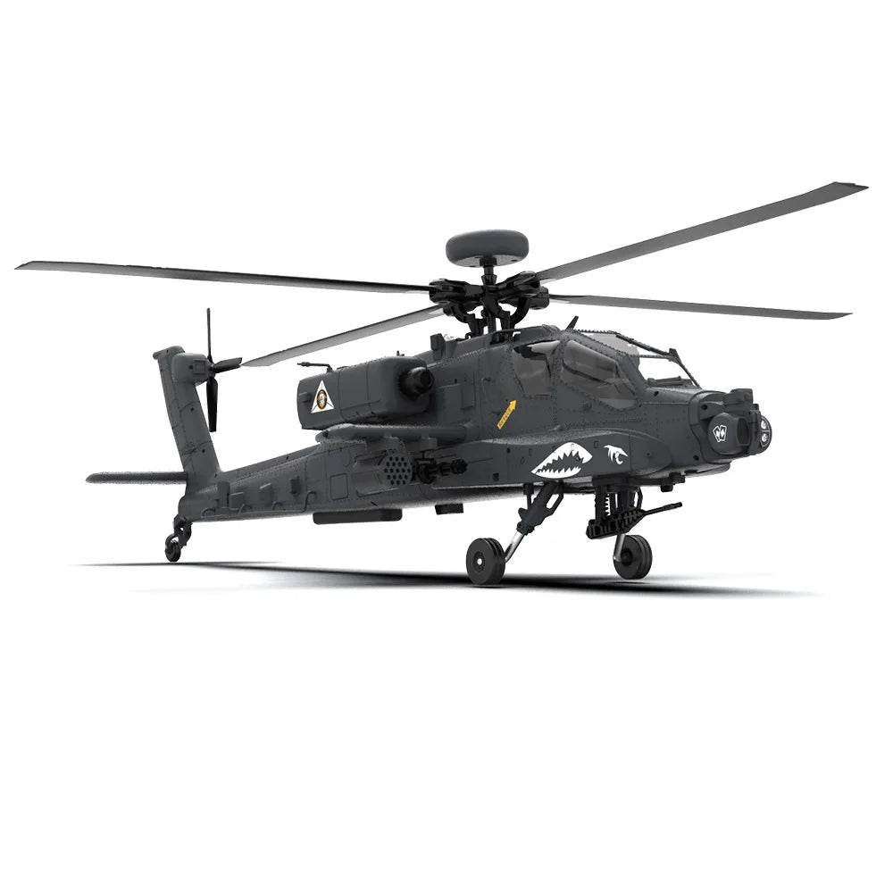 Apache RC helicopter in black with realistic design for outdoor flying fun