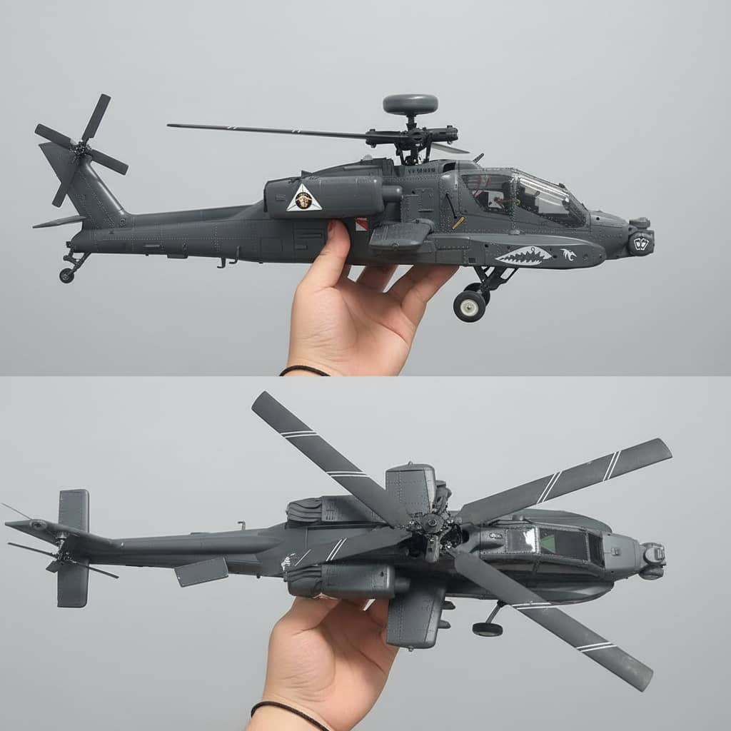 Apache RC helicopter in gray, perfect for outdoor flying fun