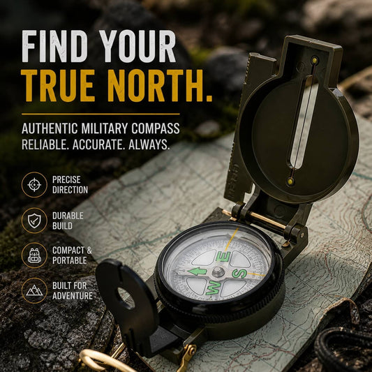 Authentic military compass in black for reliable navigation outdoors