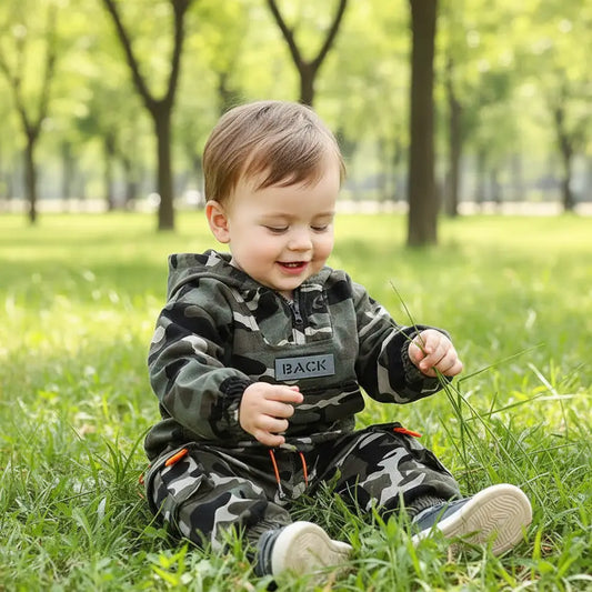 Camo Baby Military Clothing Set with Hoodie for Outdoor Play