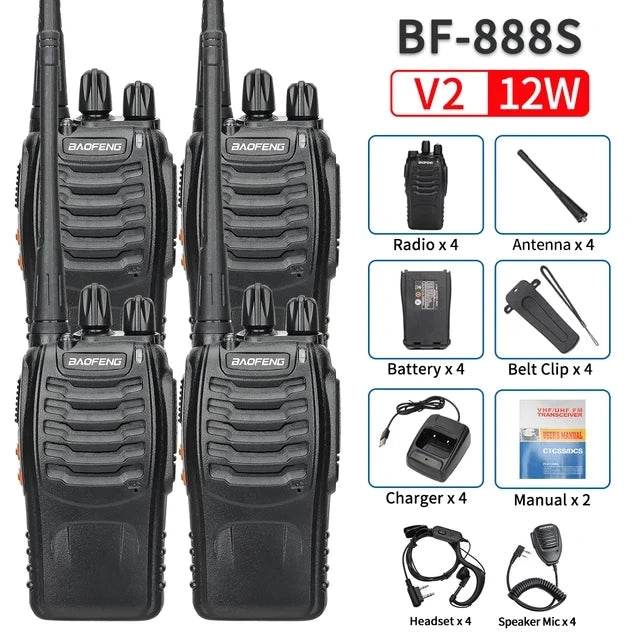 Baofeng BF-888S 12W Long-Range Walkie Talkies 2 OR 4 PCS - Military-Outdoors.com