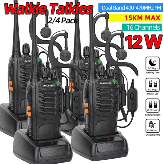 Baofeng BF-888S 12W Long-Range Walkie Talkies 2 OR 4 PCS - Military-Outdoors.com