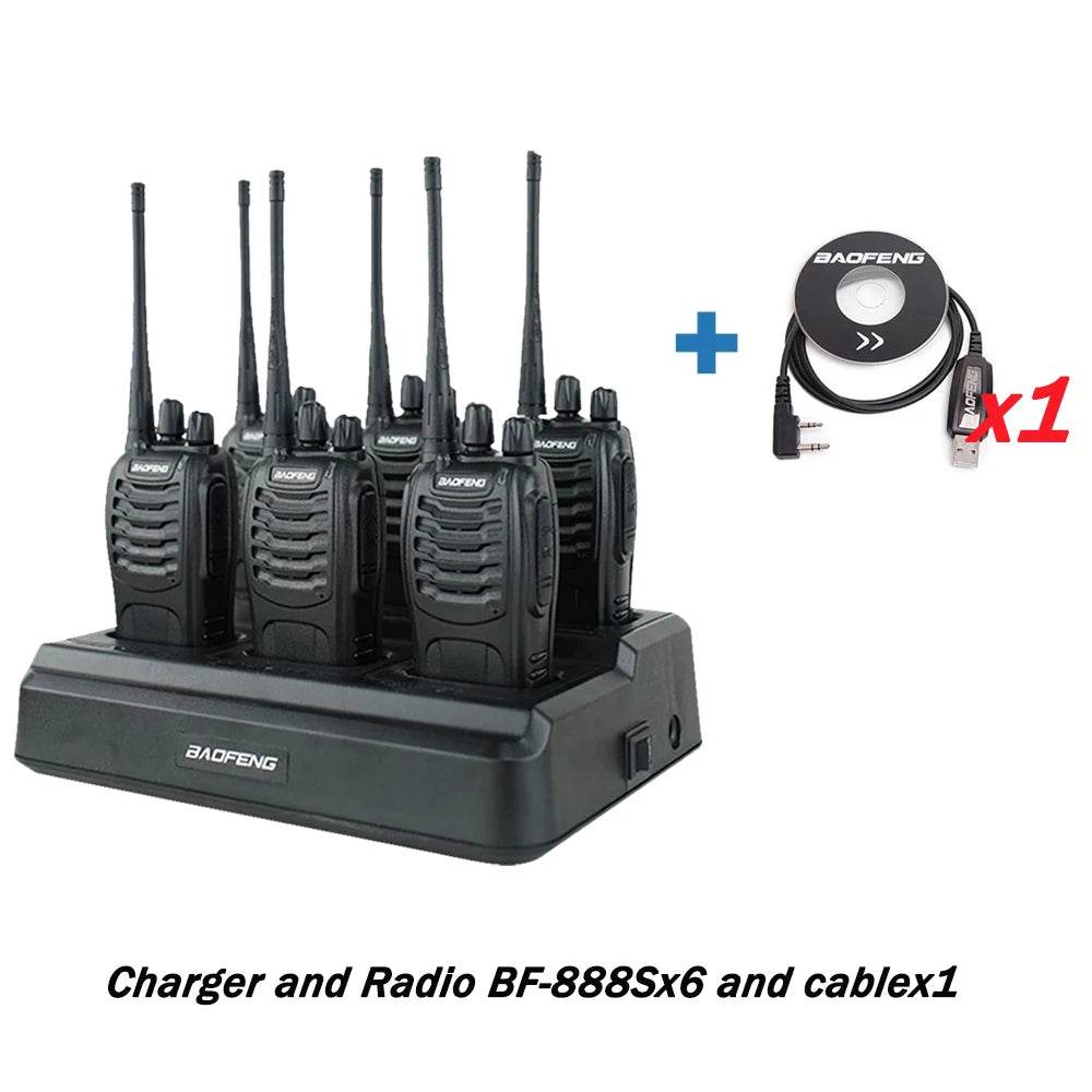 6X Baofeng BF888s Full Set Walkie Talkie With Six Way Charger - Military-Outdoors.com