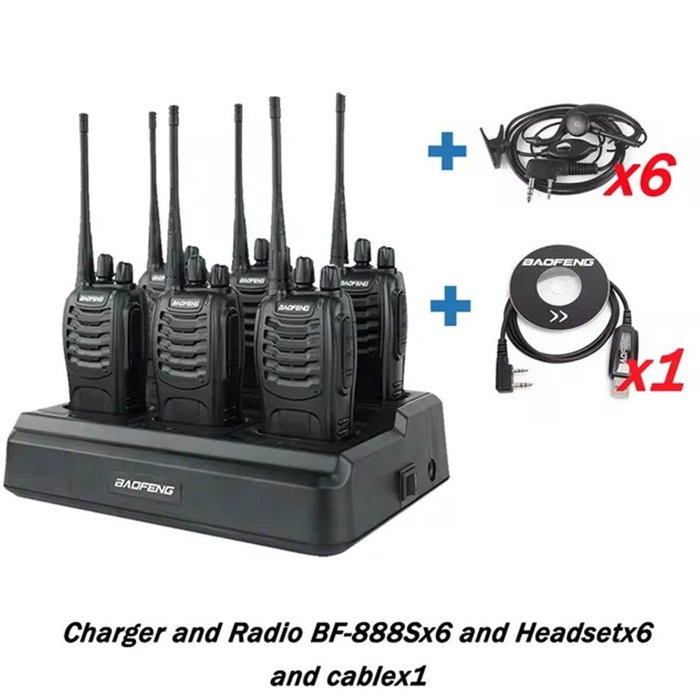6X Baofeng BF888s Full Set Walkie Talkie With Six Way Charger - Military-Outdoors.com