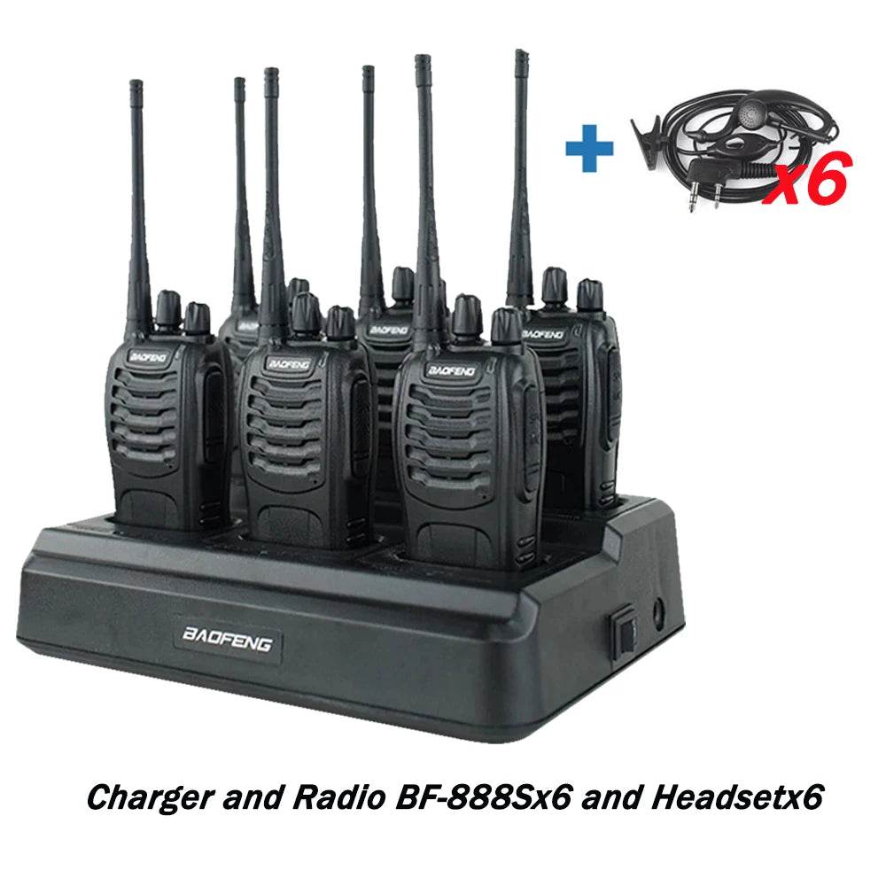 6X Baofeng BF888s Full Set Walkie Talkie With Six Way Charger - Military-Outdoors.com