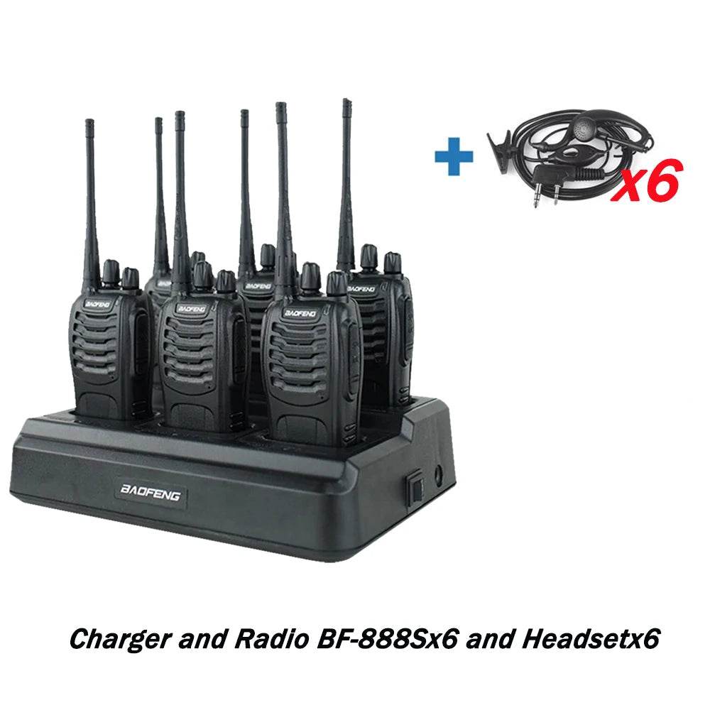 6X Baofeng BF888s Full Set Walkie Talkie With Six Way Charger - Military-Outdoors.com