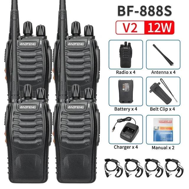 Baofeng BF-888S Long Range Walkie Talkies with 12W Power and Accessories