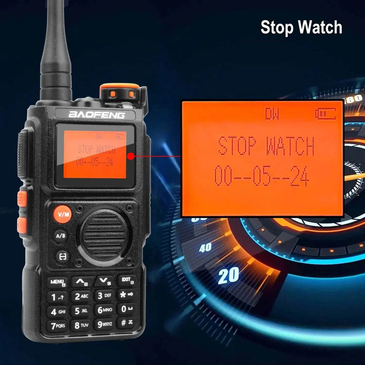 Baofeng K6 Walkie Talkie with Stopwatch Function and Clear Display