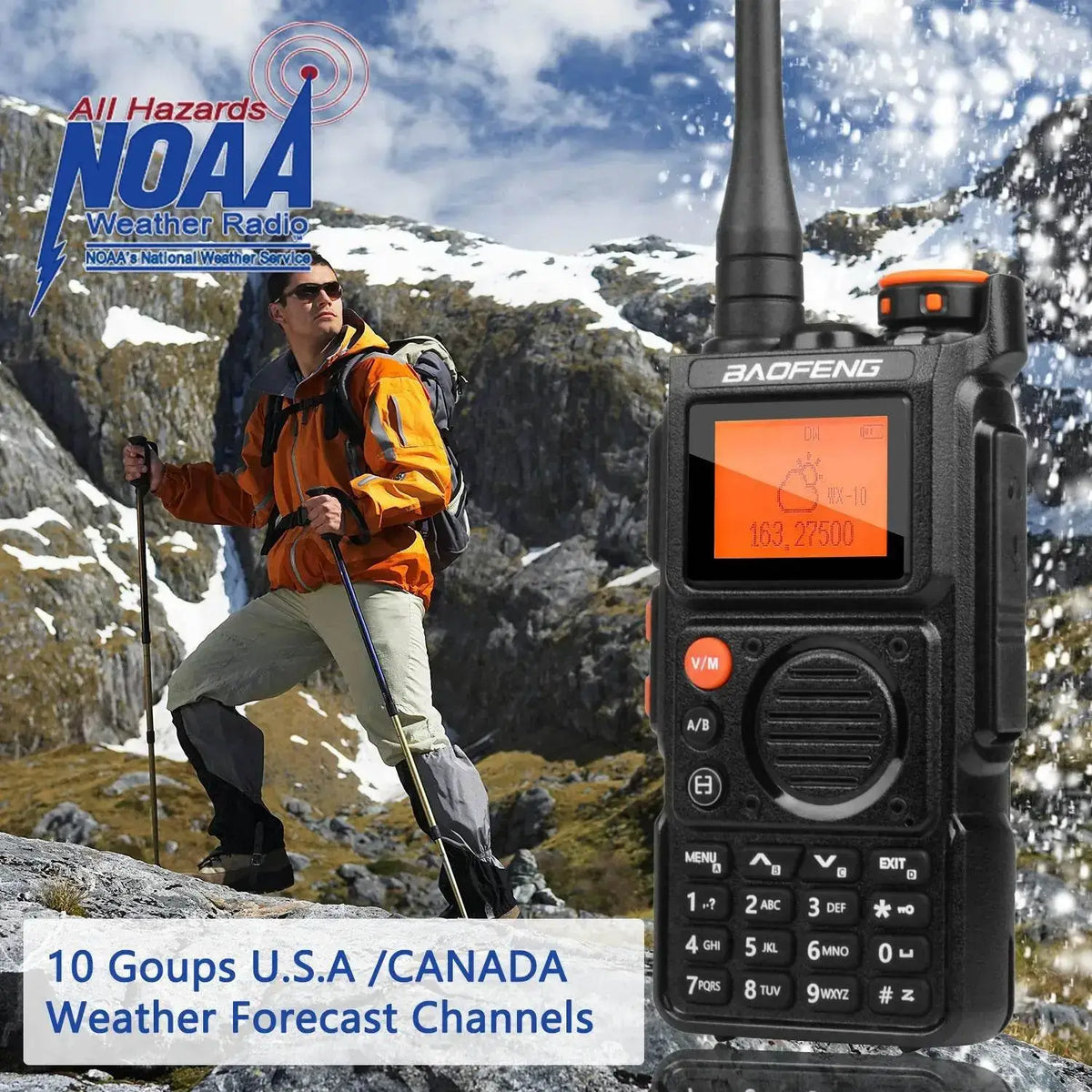 Baofeng K6 Walkie Talkie with NOAA Weather Channels for Outdoor Adventures