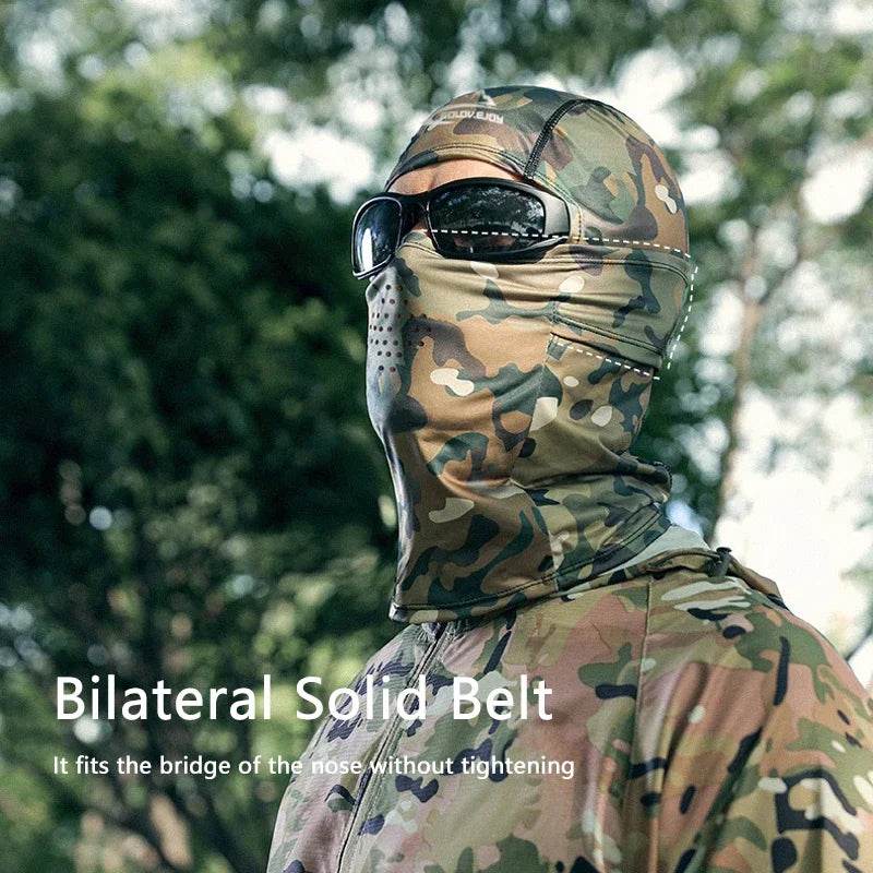 Camouflage ice silk face mask for outdoor protection and comfort
