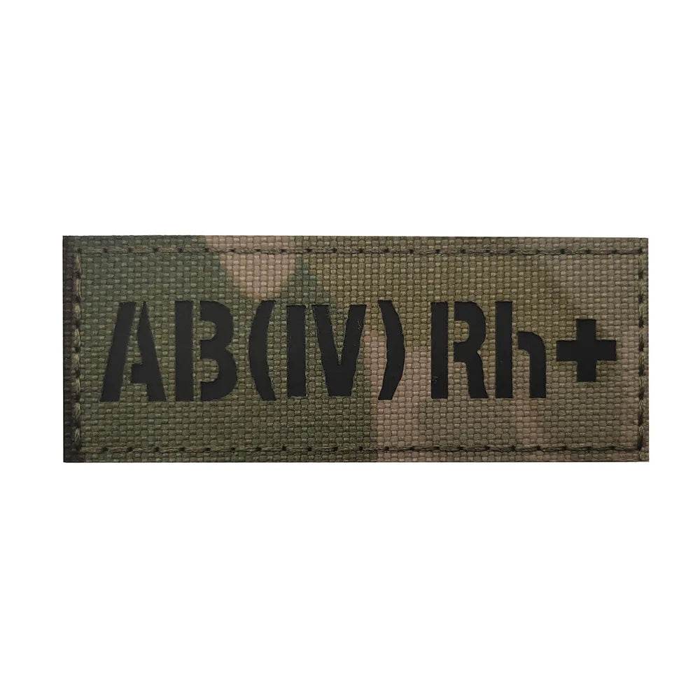 Camouflage blood group patch AB Rh plus for military identification