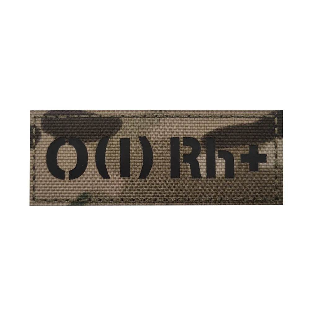 Camouflage blood group patch for military uniforms and gear