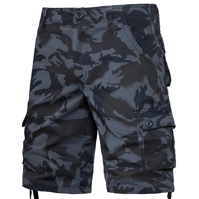Camo cotton shorts in black for outdoor activities and casual wear