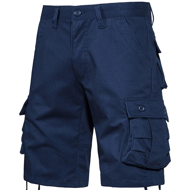 Navy Camo Cotton Shorts with Cargo Pockets for Outdoor Activities