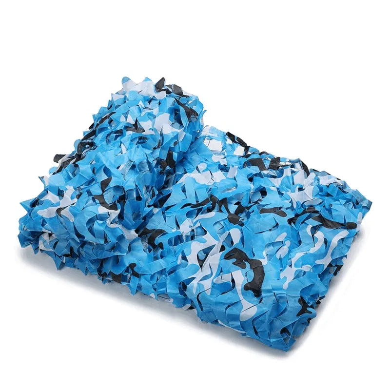 Blue camo netting for outdoor camouflage and concealment