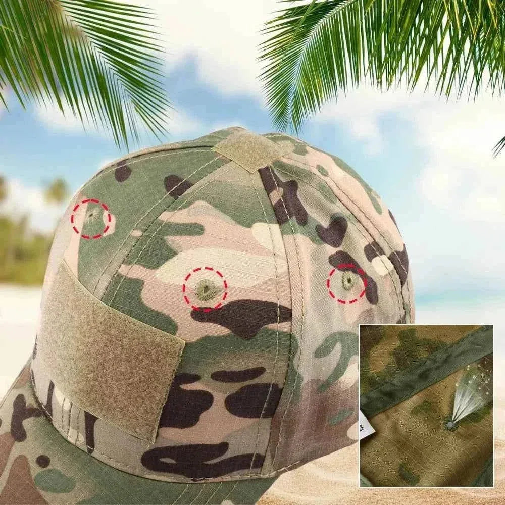 Camouflage baseball cap with ventilation holes for outdoor activities