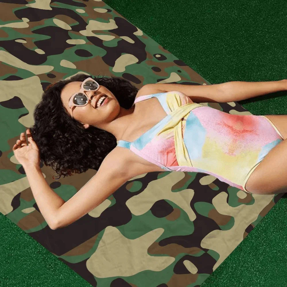 Camouflage beach towel for outdoor relaxation and style