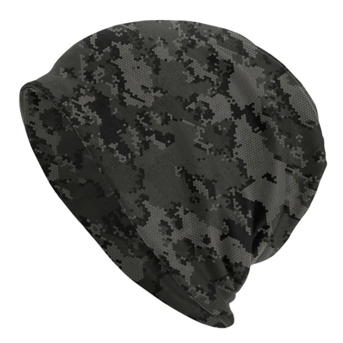 Camouflage bonnet hat in dark tones for outdoor activities