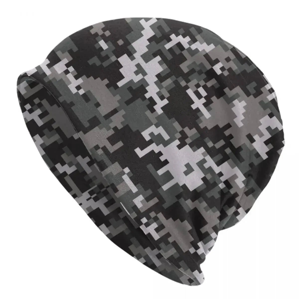 Camouflage bonnet hat in gray tones for outdoor activities