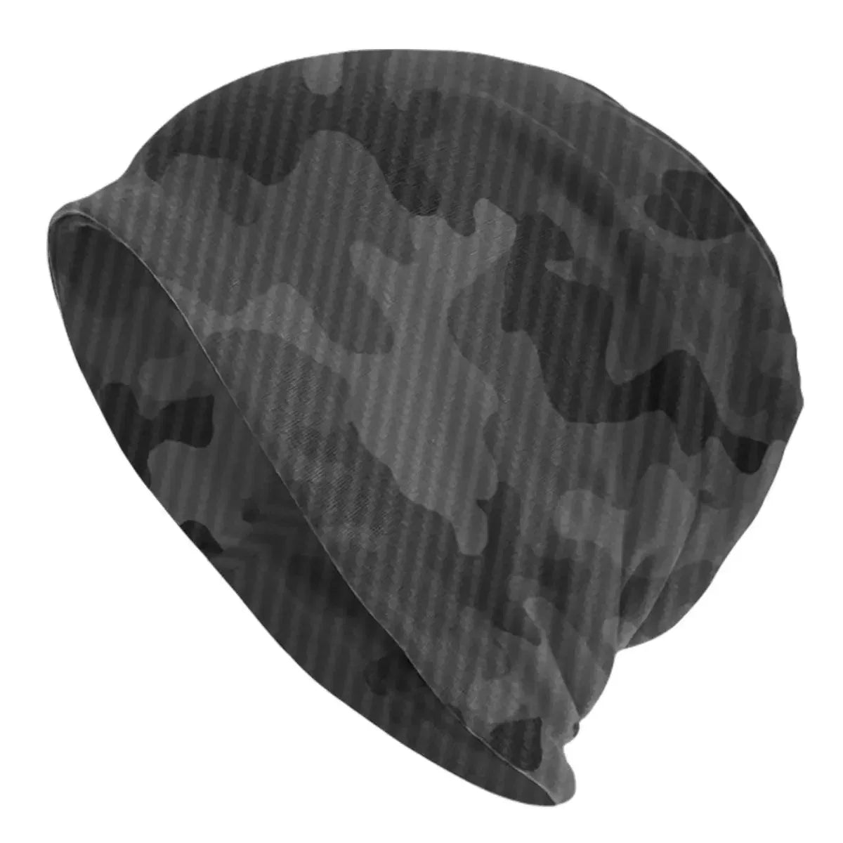 Camouflage bonnet hat in black for outdoor activities and warmth