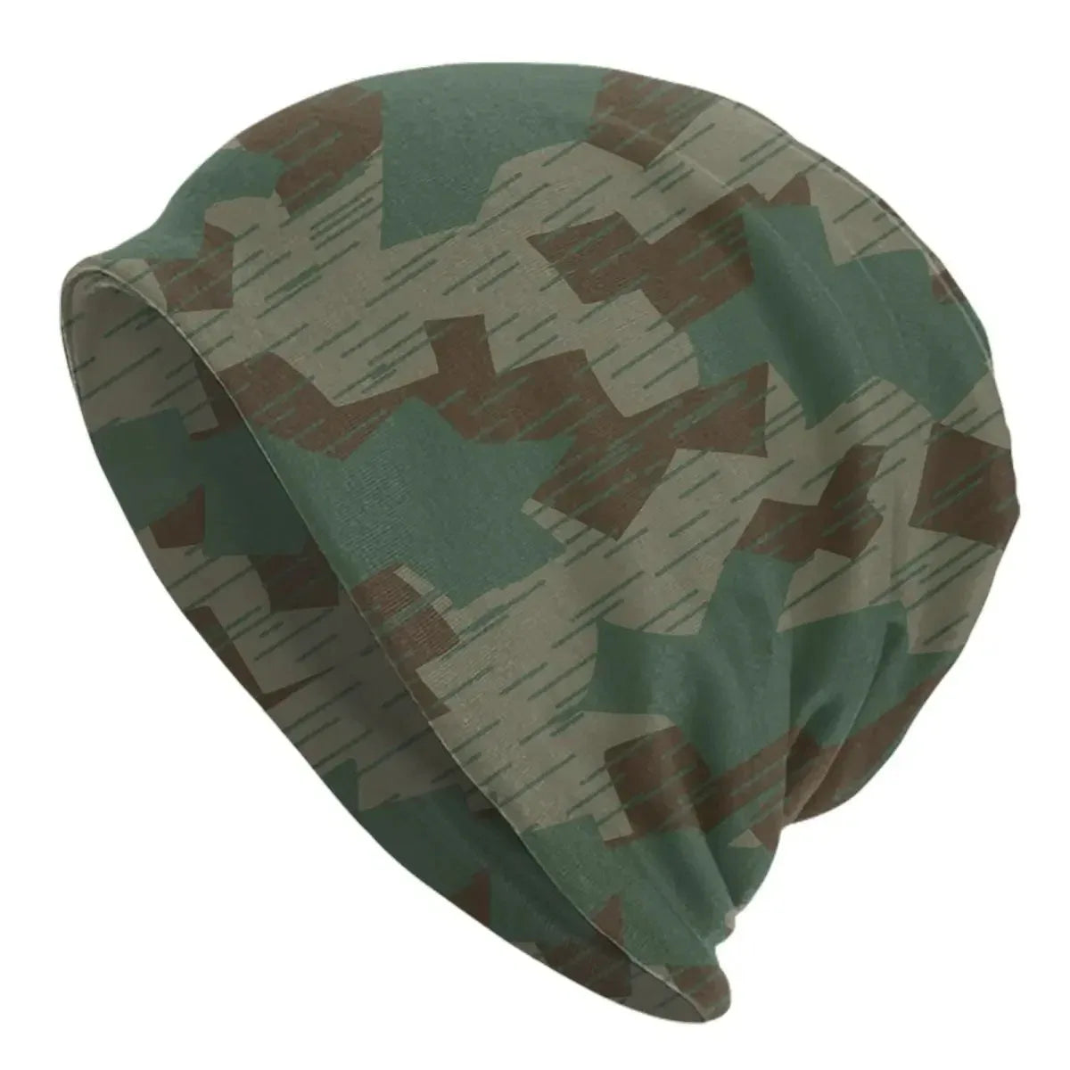 Camouflage bonnet hat in green and brown, perfect for outdoor activities