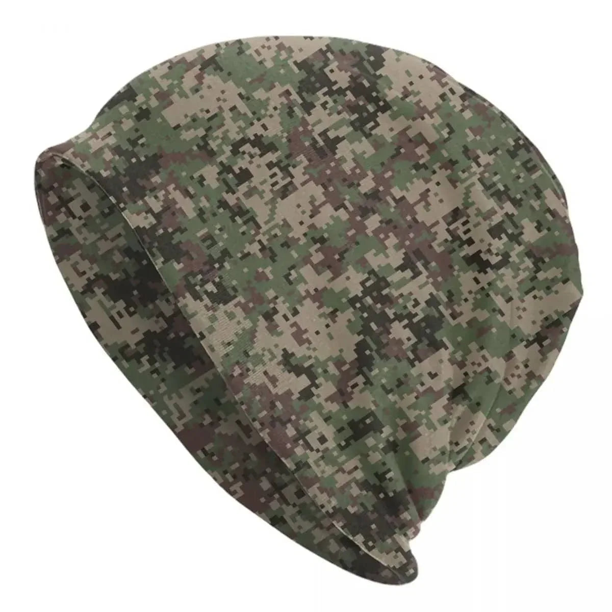 Camouflage bonnet hat in green, grey and brown for outdoor activities