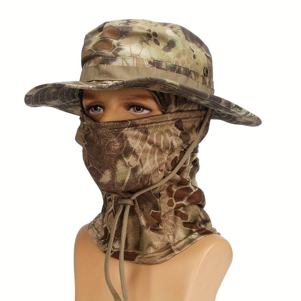 Camouflage boonie hat and mask set for outdoor protection and style