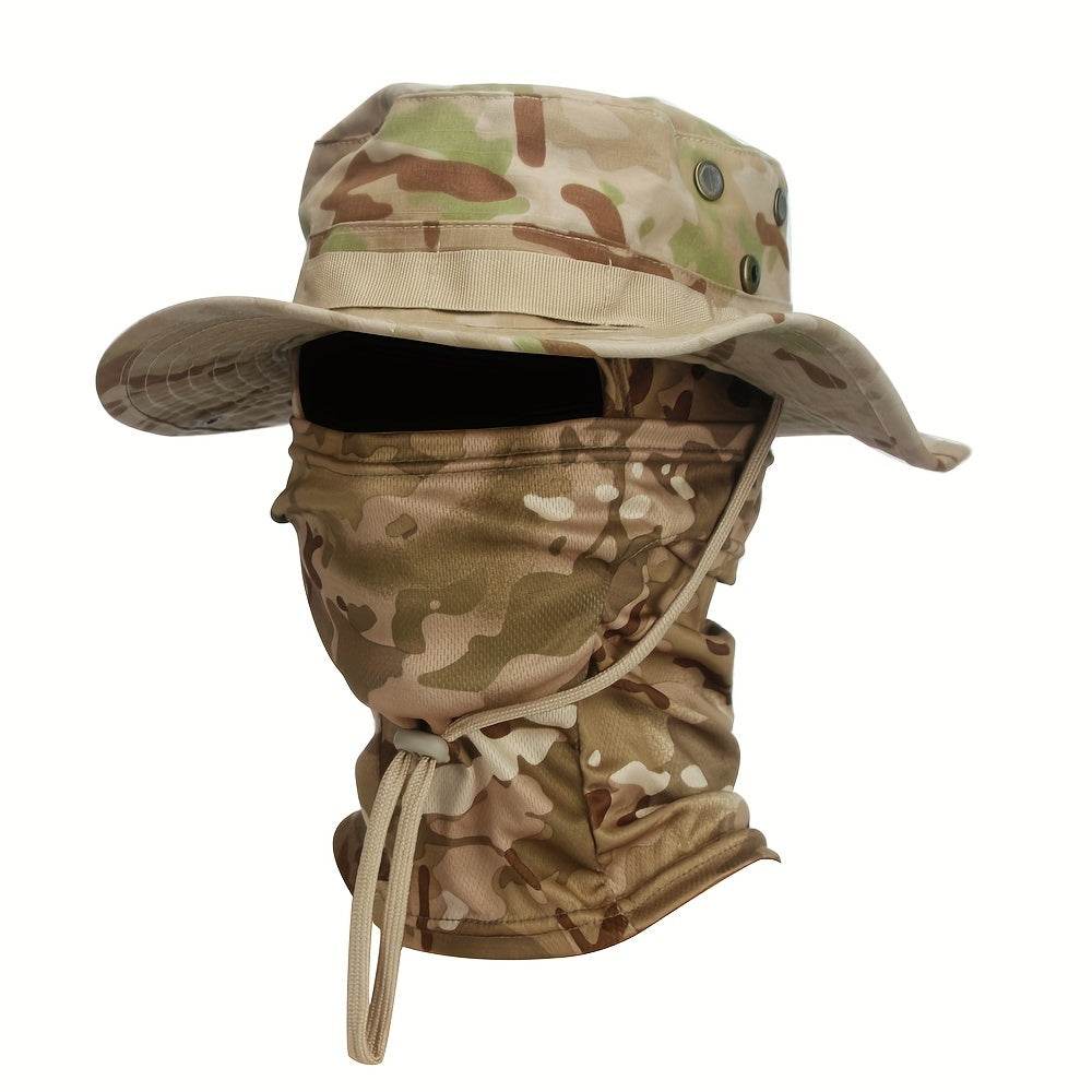 Camouflage boonie hat and mask set designed for outdoor protection and style