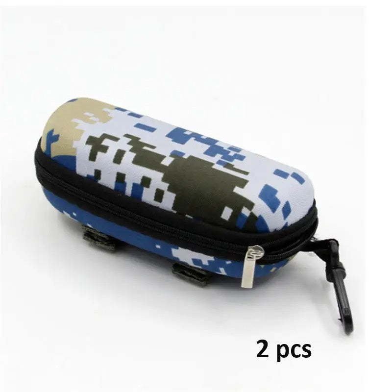 Camouflage glasses case for protective storage of sunglasses