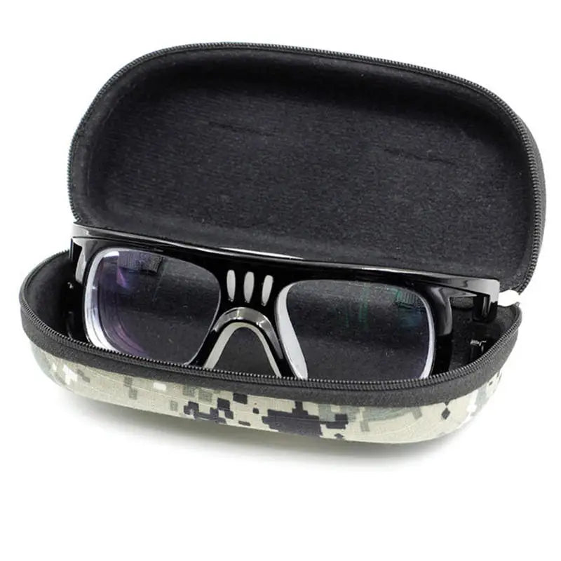 Camouflage glasses case featuring durable design for protecting sunglasses