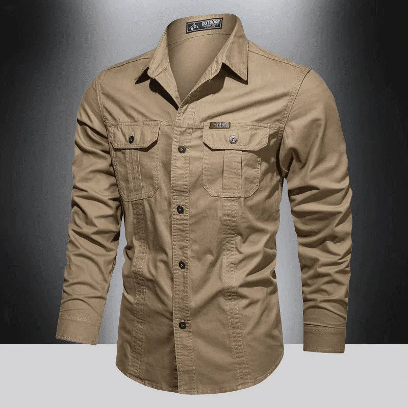 Camouflage military shirts in khaki with durable fabric and multiple pockets