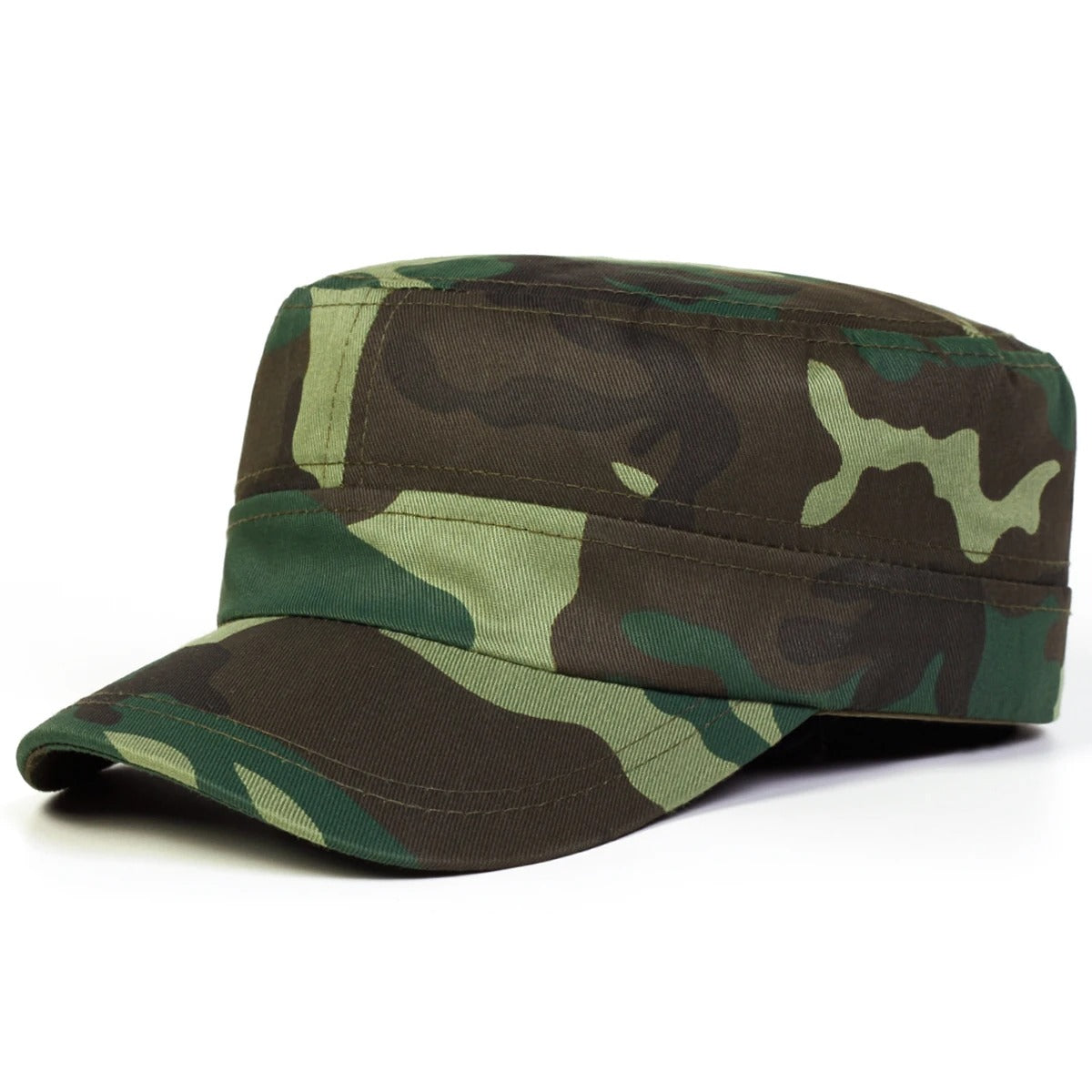Camouflage outdoor cap in green and brown for versatile outdoor use