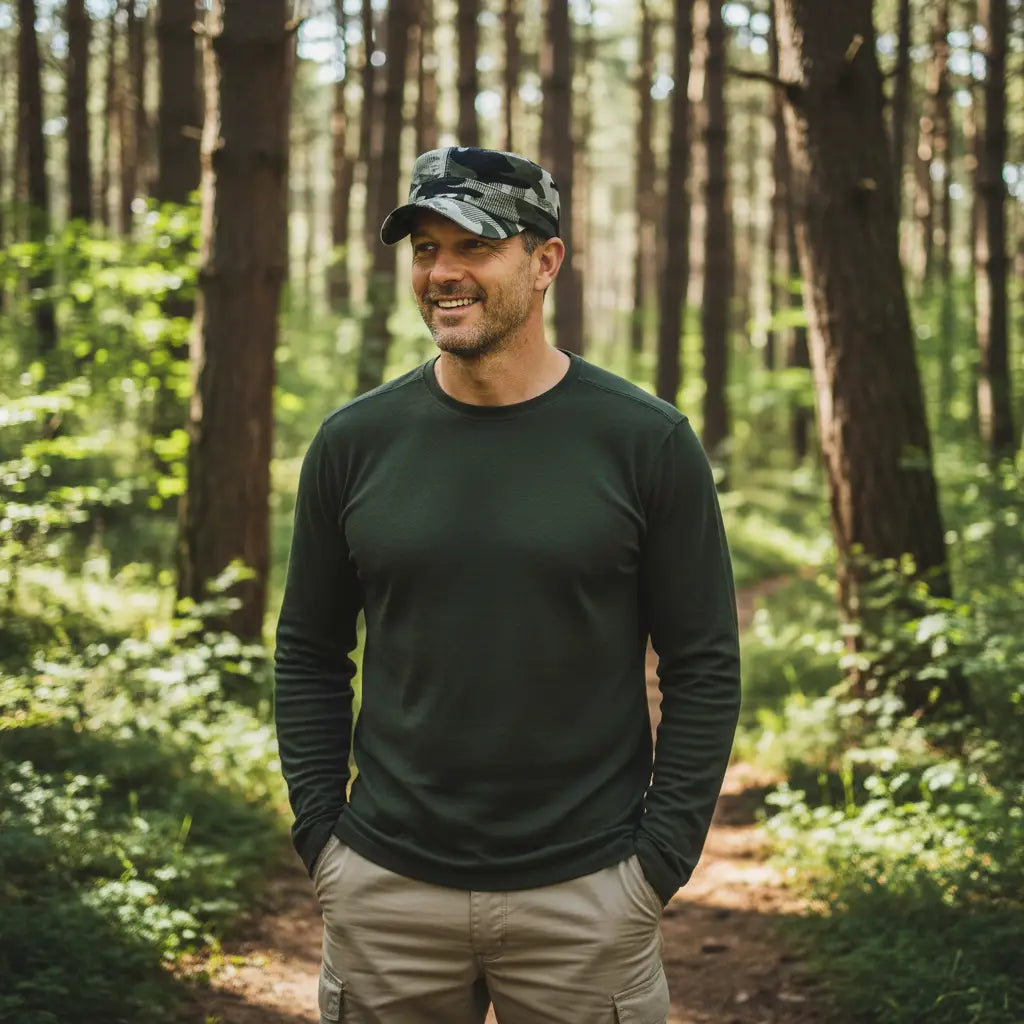 Camouflage outdoor cap for versatile outdoor adventures in the forest
