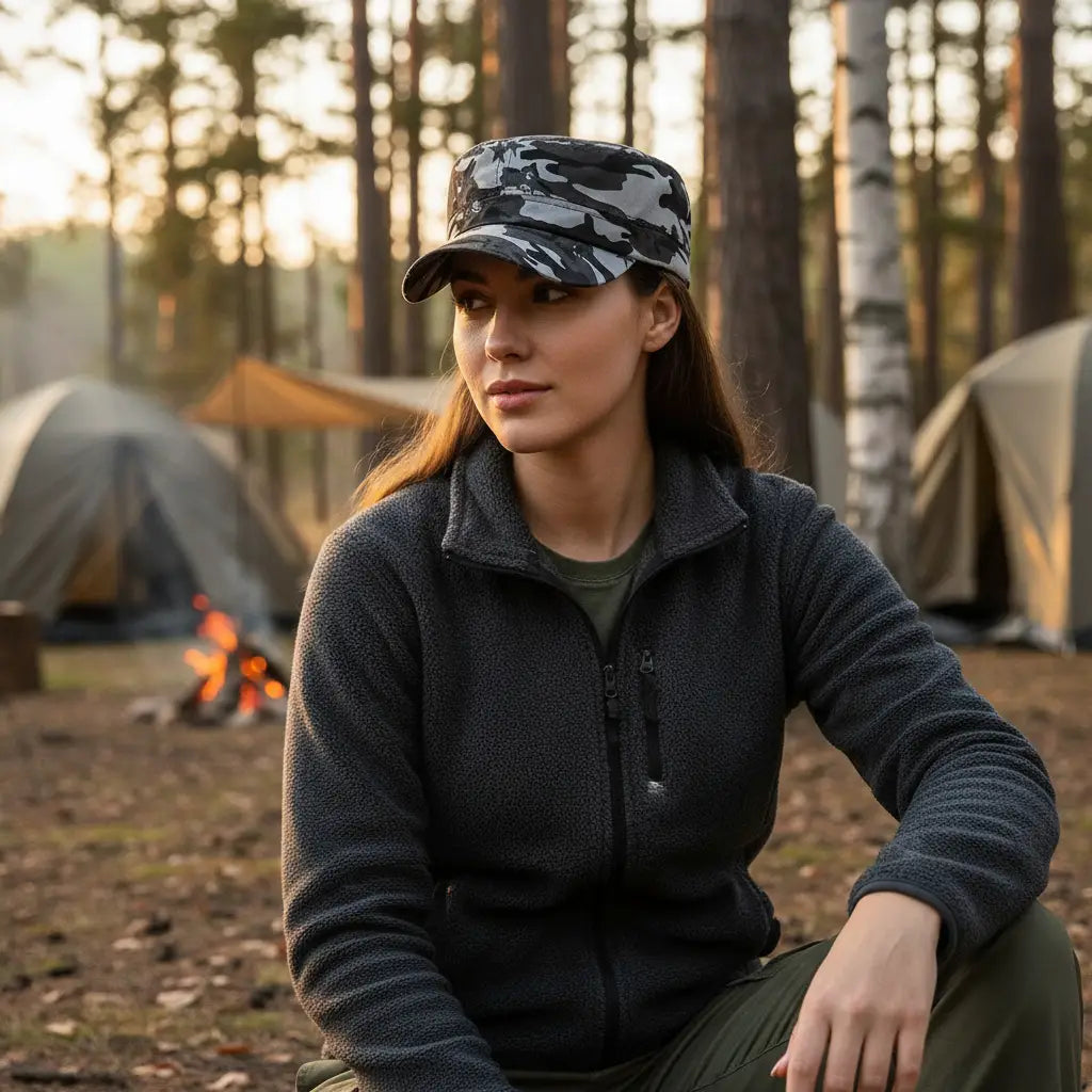 Camouflage outdoor cap for camping and outdoor activities