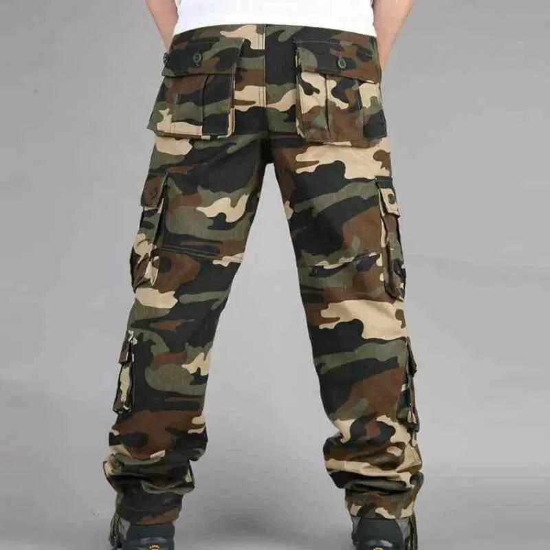 Military-Outdoors Camouflage Outdoor Pants with Multiple Pockets for Versatile Use