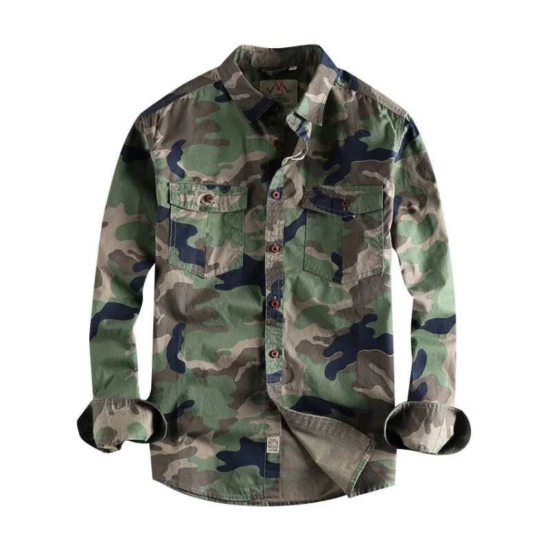 Camouflage outdoor shirt in green for hunting and outdoor activities