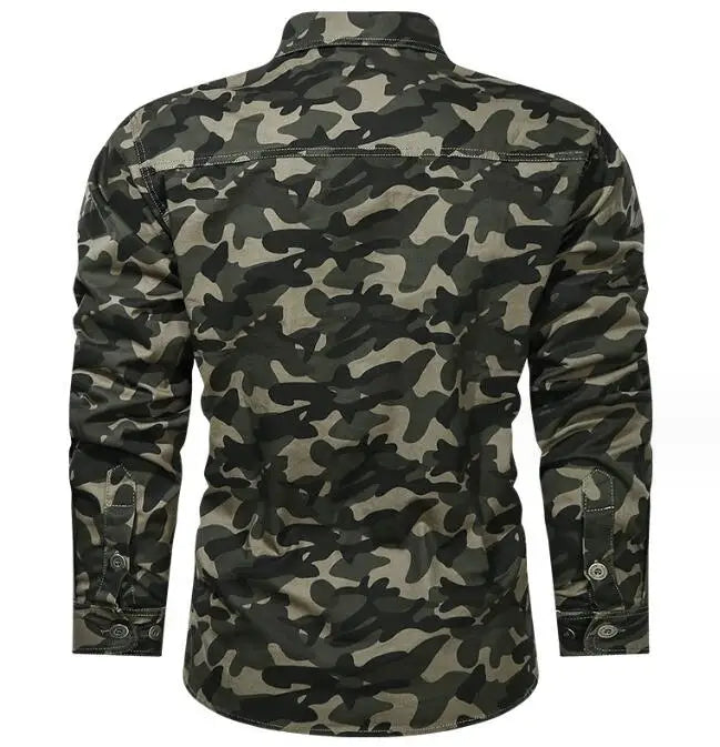 Camouflage outdoor shirt in green tones for versatile outdoor activities