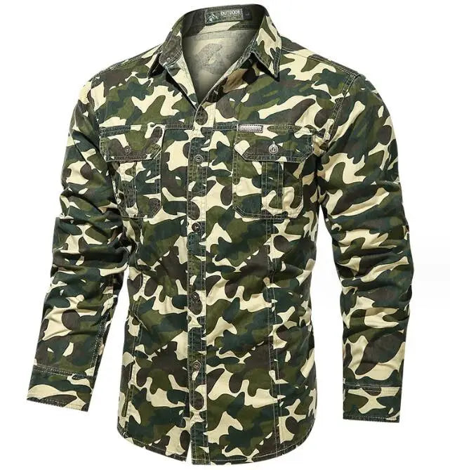 Camouflage outdoor shirt with pockets for rugged adventures