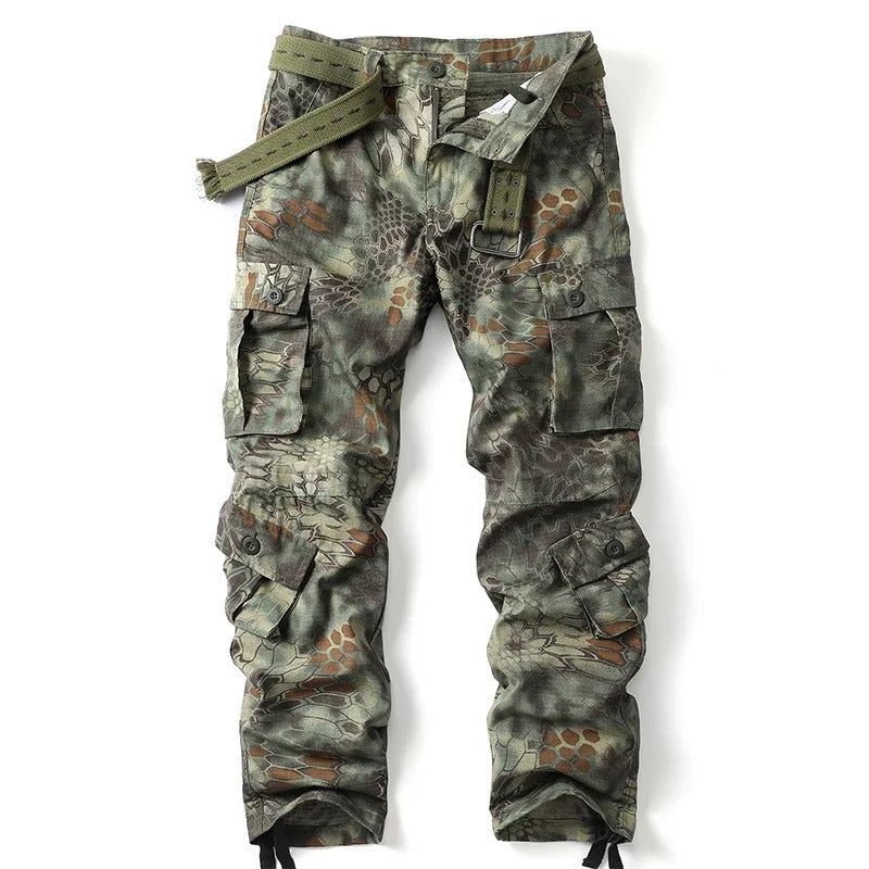 Stylish camouflage pants with pockets designed for outdoor and tactical activities